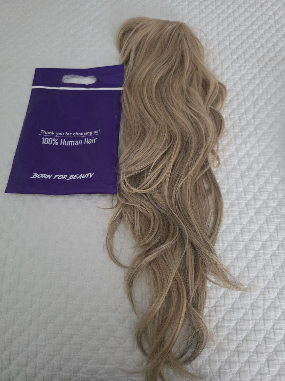 Light Blonde Long Wavy Hair Wig - 100% Human Hair